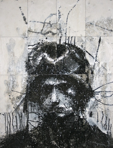 Head Of Mike 6 Original Painting Portrait Made With Ink And Acrylic